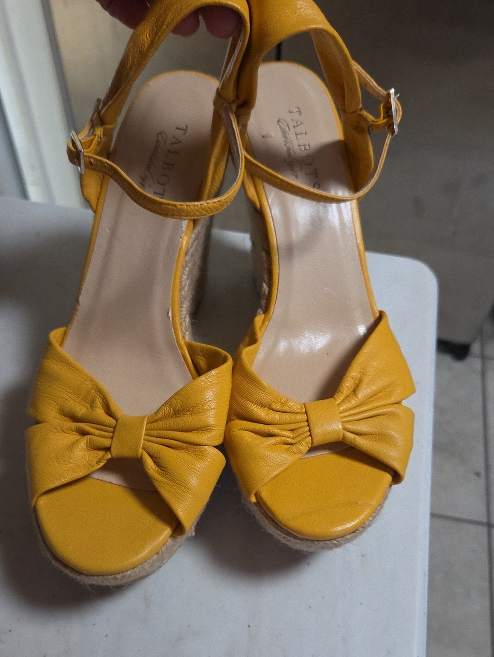 Talbots Yellow Bow Espadrille Wedge Sandals